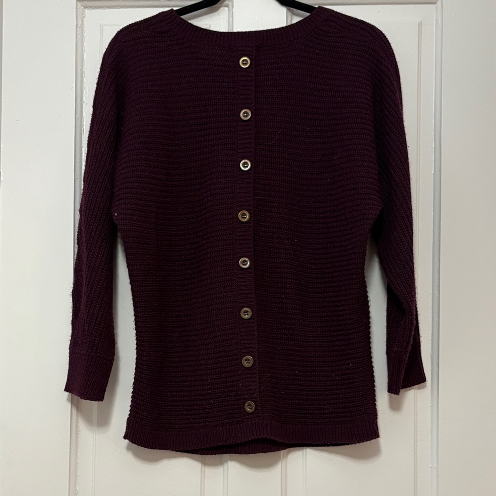 Venus Women's Deep Purple Button Back Sweater - image 3